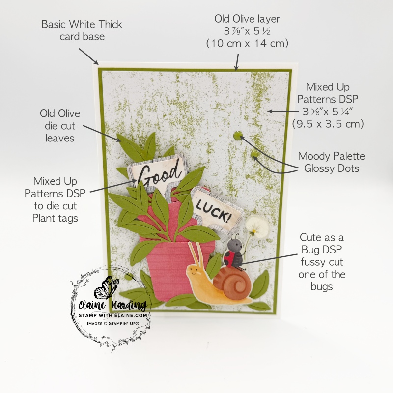 Assembling card photo card front elements Help me Grow good luck card