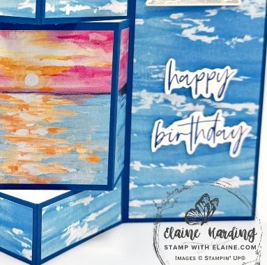 snk pk Sunset coast fun fold bday card