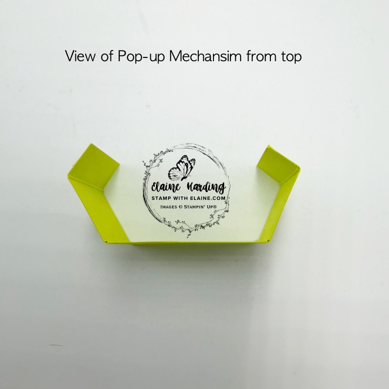 top view of pop-up mechanism for Lily of the Valley birthday card