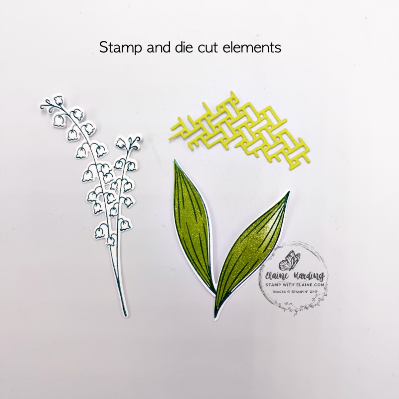 Stamped die cut elements of Lily of the Valley Bundle