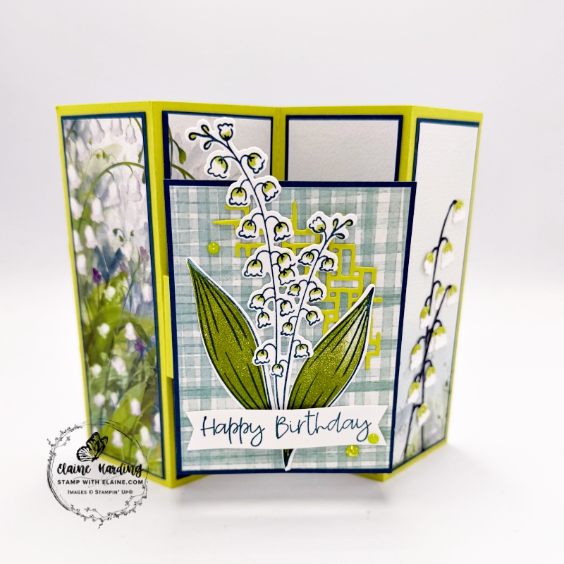 pop-up birthday card open with Lily of Valley