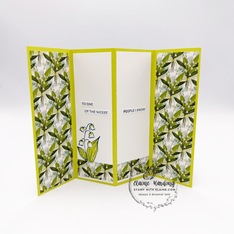 back of pop-up Lily of Valley birthday card
