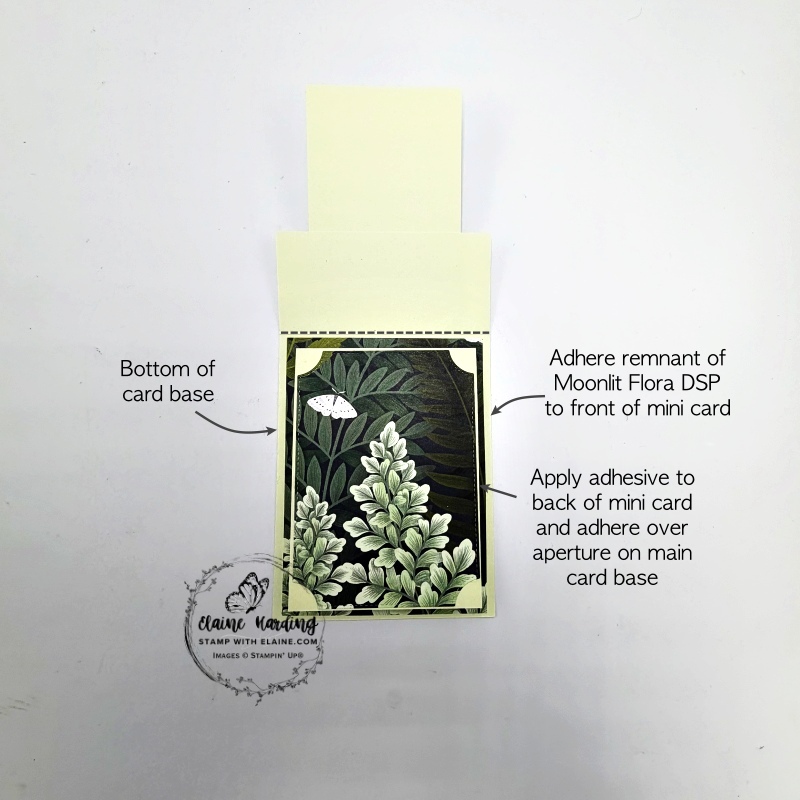 adhering moonlit flora dsp to mini card