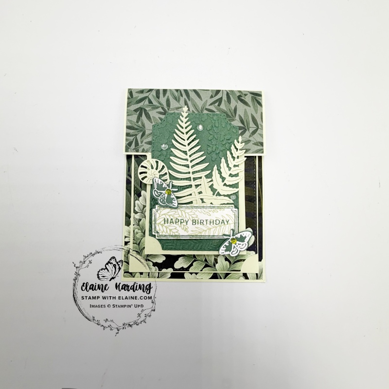 front of multi-layered tent fold birthday card with Fern & Flora bundle