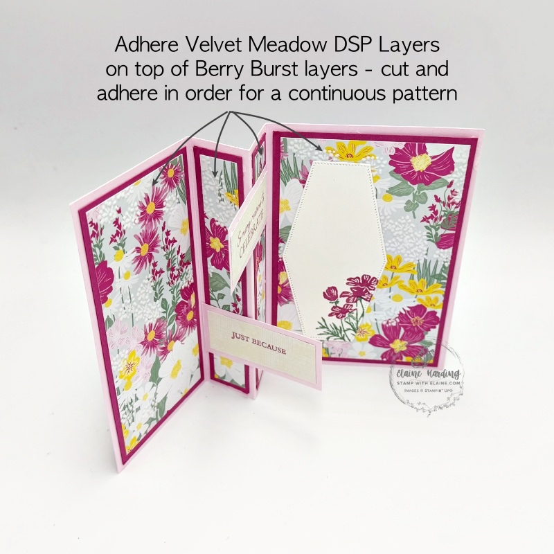 adhering Velvet Meadow on top of Berry Burst layers