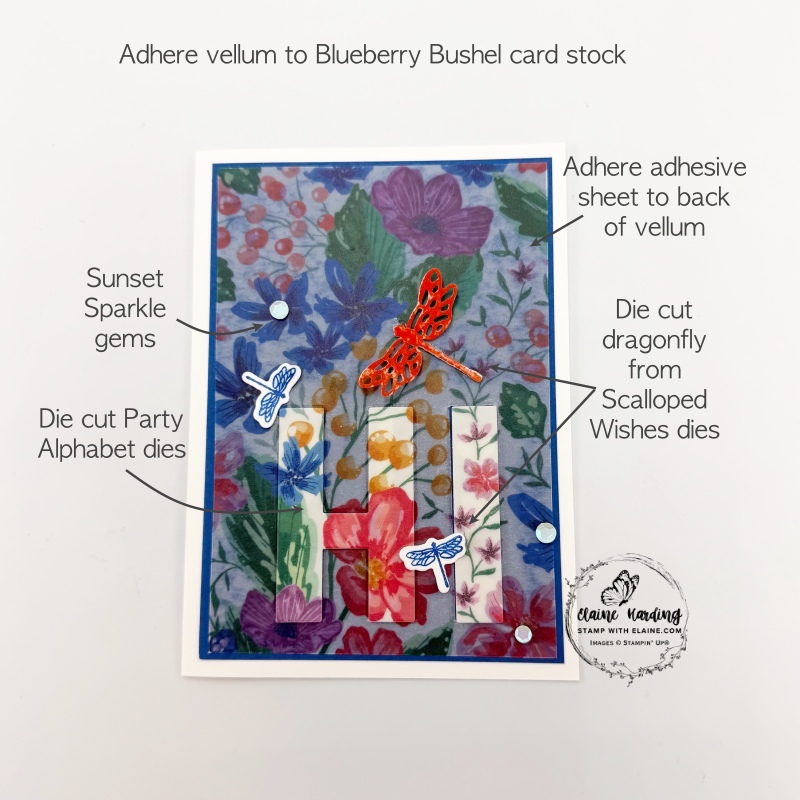 picture instructions on front of card