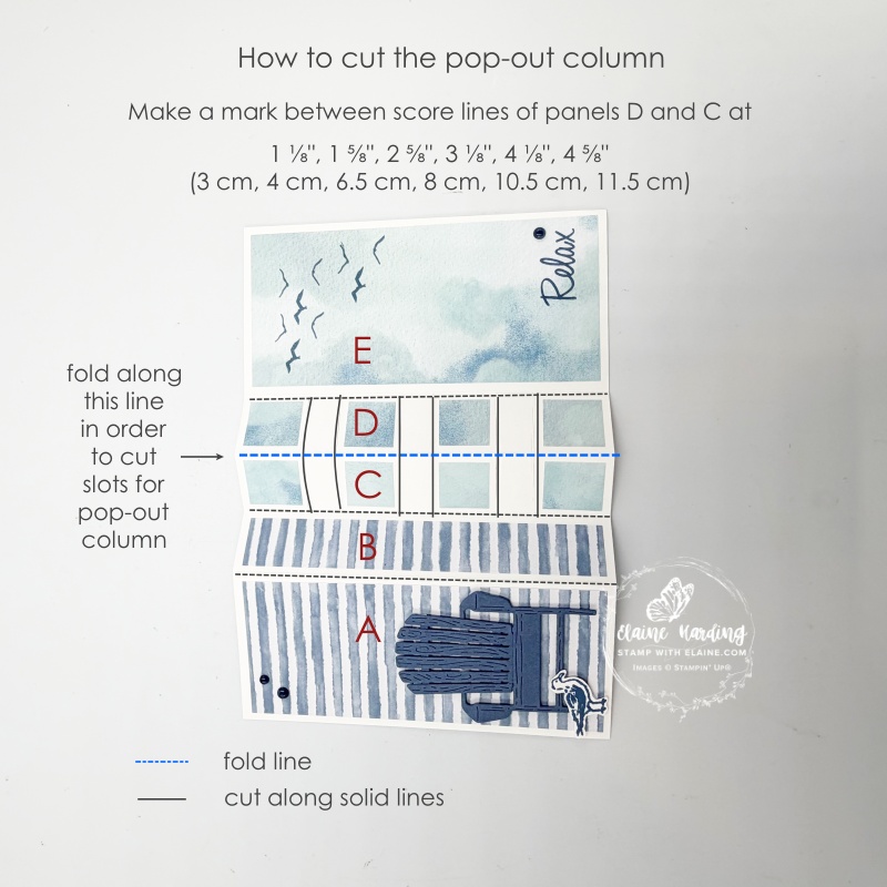 picture of how to cut pop-out column for alternate Lakeside Retreat Paper Pumpkin kit