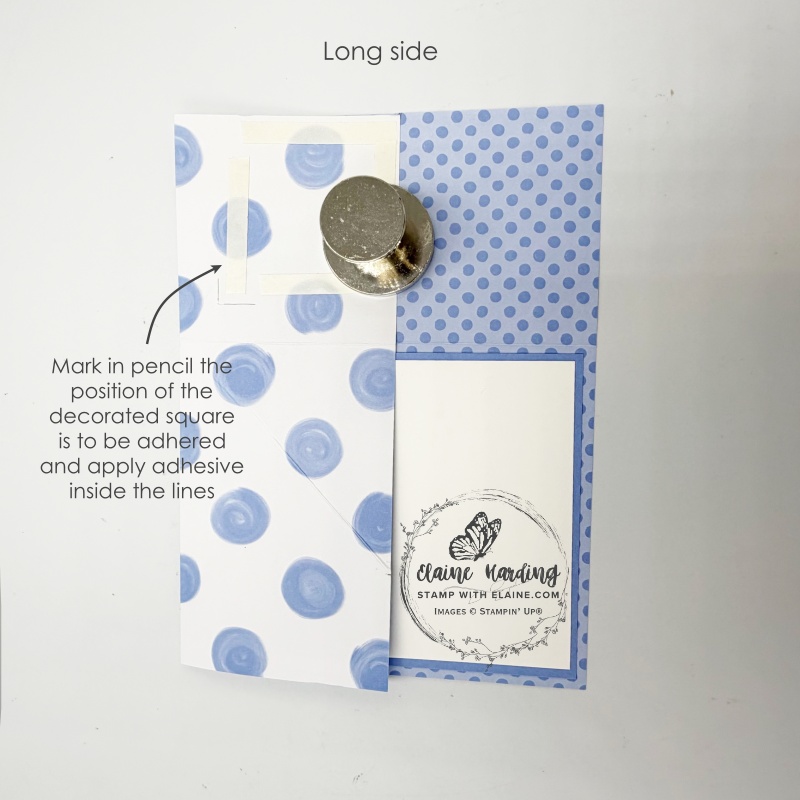 mark area to apply adhesive on corner fold