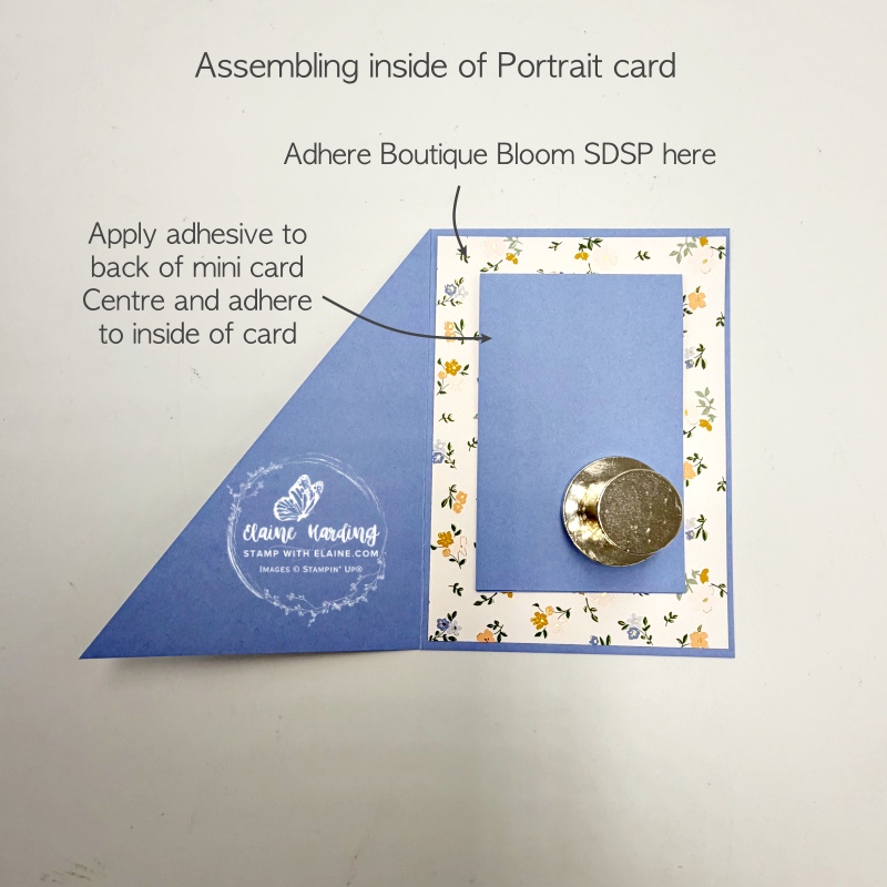 picture instruction to adhere mini card inside card base