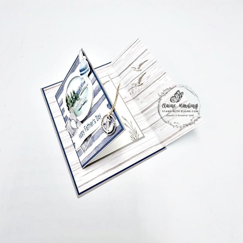 Fun fold reveal for father's day card with Relaxing Waterside