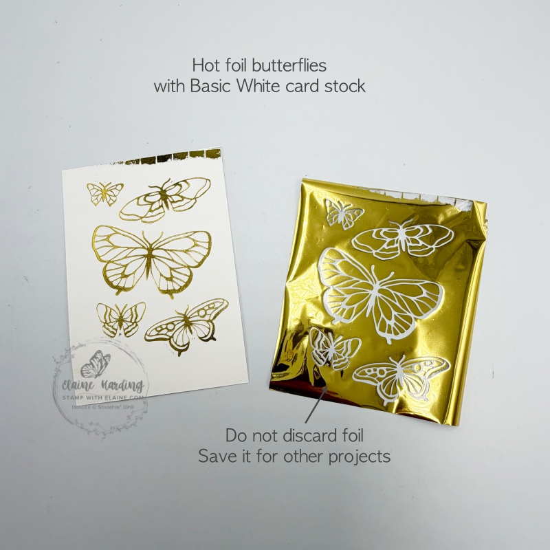 hot foil butterflies with gold foil on Basic White card stock