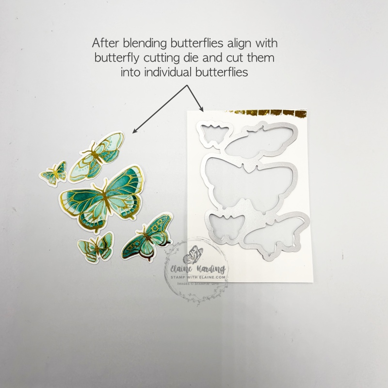 after blending colours on butterflies, die cut with corresponding cutting die