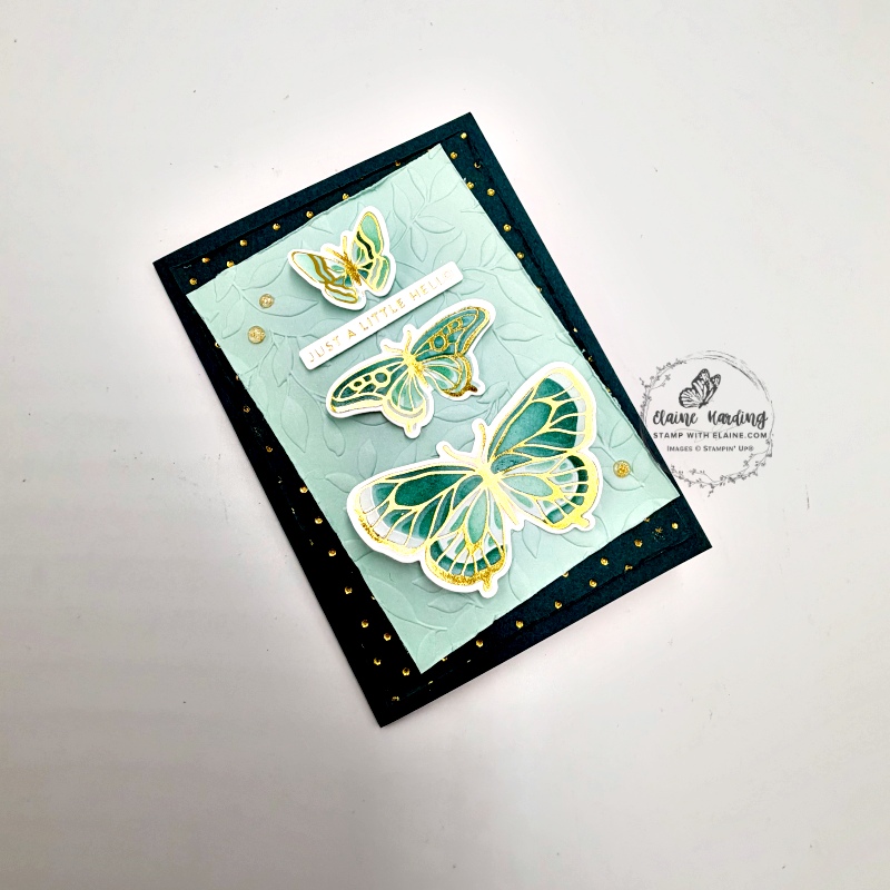 Pretty Peacock hot foiled card with Butterfly Flight bundle