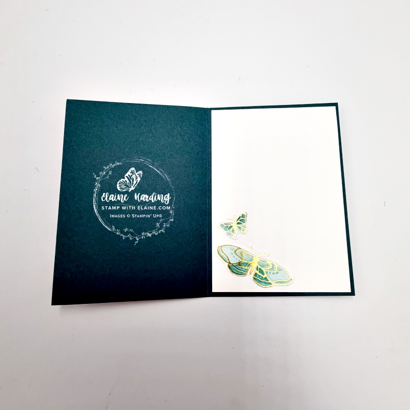 inside Pretty Peacock card with Butterfly Flight hot foil bundle
