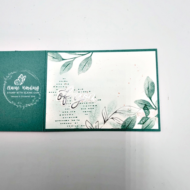 inside thinking of you hot foil card with Botanical Glow hot foil die and classic greeting hot foil die
