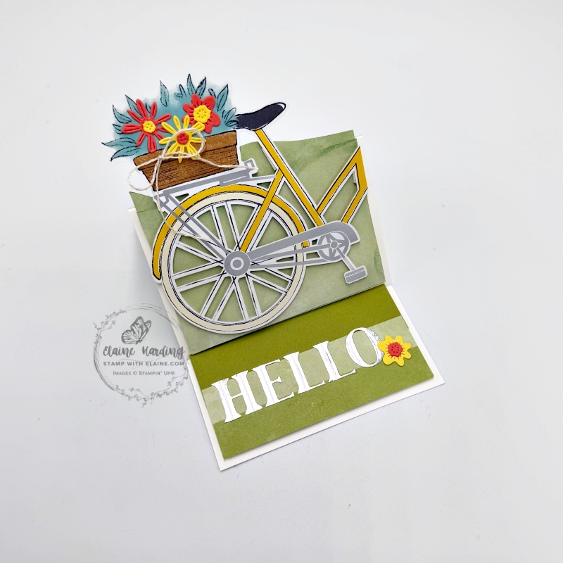 Easel card propped up altered card 4 of Bikes & Blooms