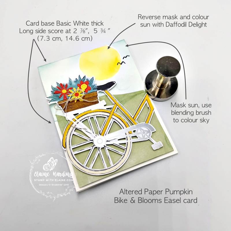 Picture instructions altered card 4 easel card Bikes & Blooms Paper Pumpkin
