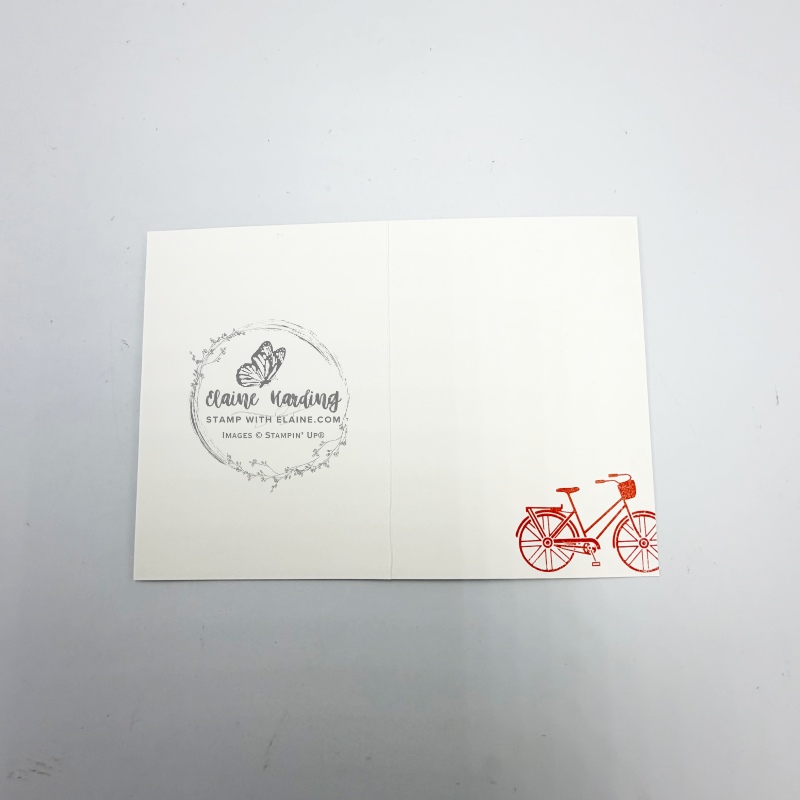 inside altered Bike & Blooms card 1 