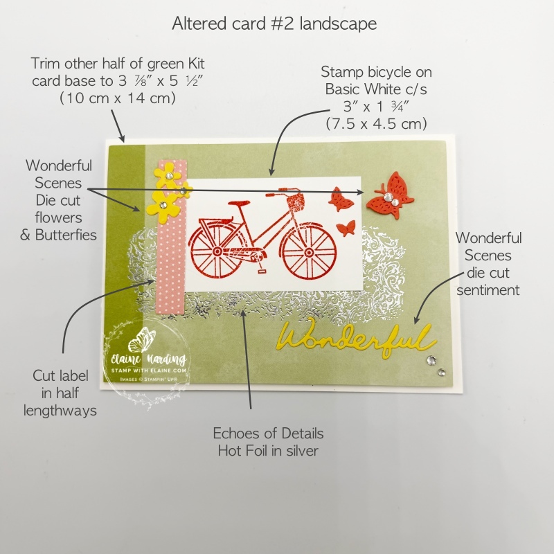 picture instructions for card 2 altered card Bikes & Blooms