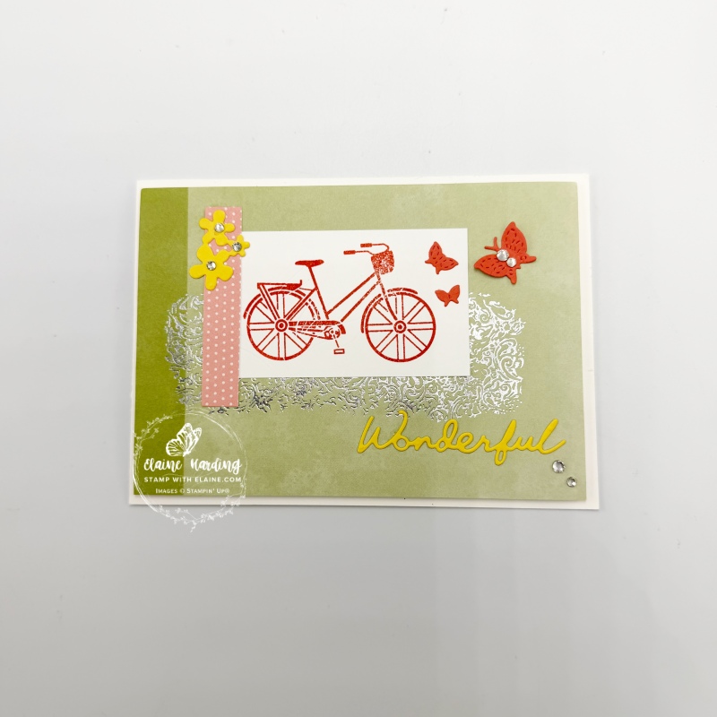 card 2 altered Bike & Blooms  hot foiled Echoes  of Detail