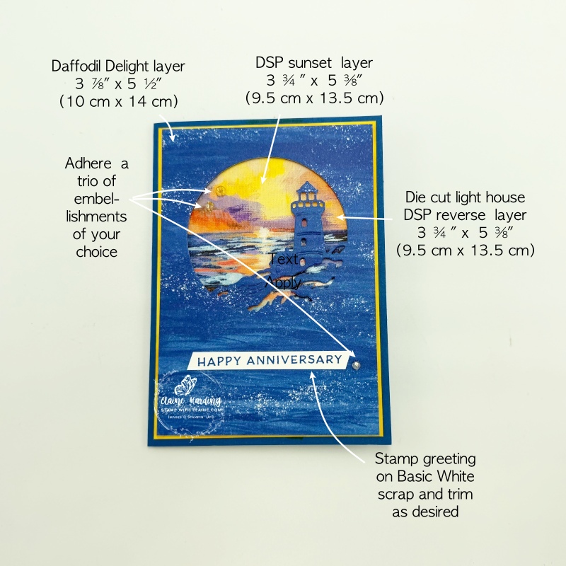 picture instructions of Blueberry Bushel Sunset Coast anniversary card