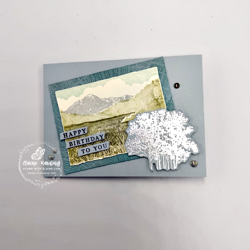 landscape Cloud Cover framed Shimmering Scenes silver foiled masculine birthday card