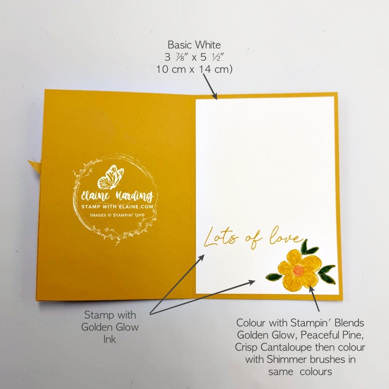 Picture instructions for inside of Golden Glow Heirloom Boutique card