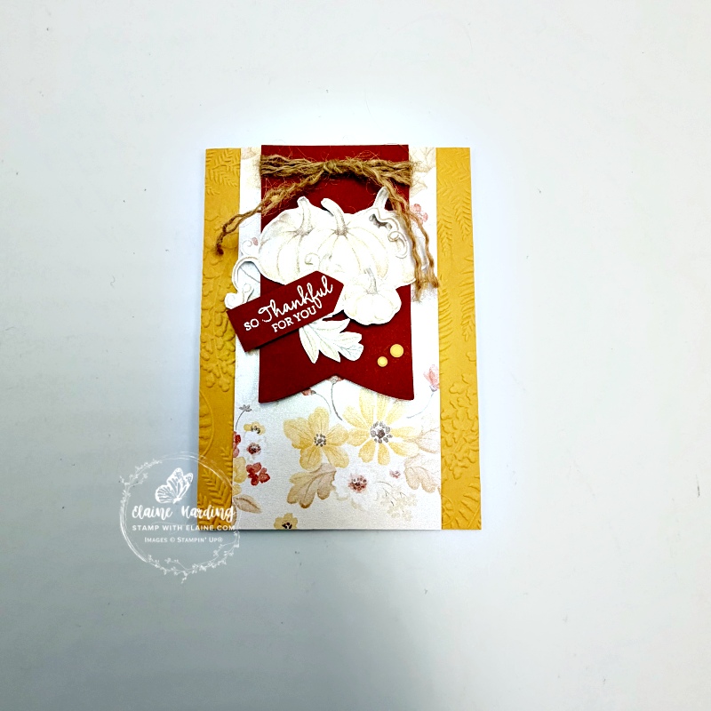 Golden glow portrait embossed Fun for Fall card