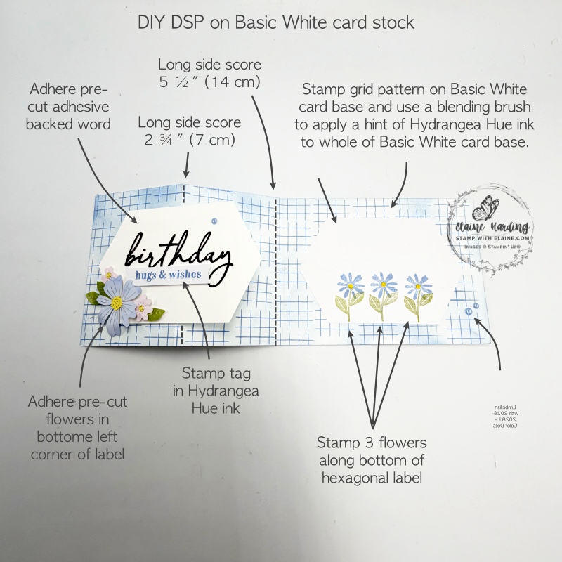 picture instructions altered DIY card base z-fold hexagonal label