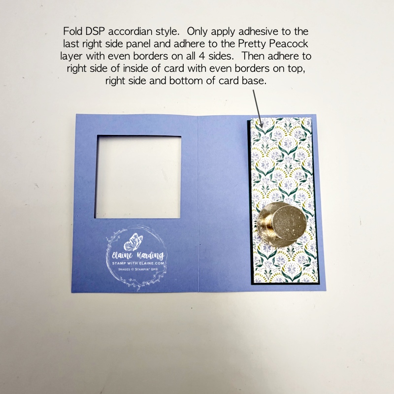 fold DSP accordion style and adhere to right edge of inside care