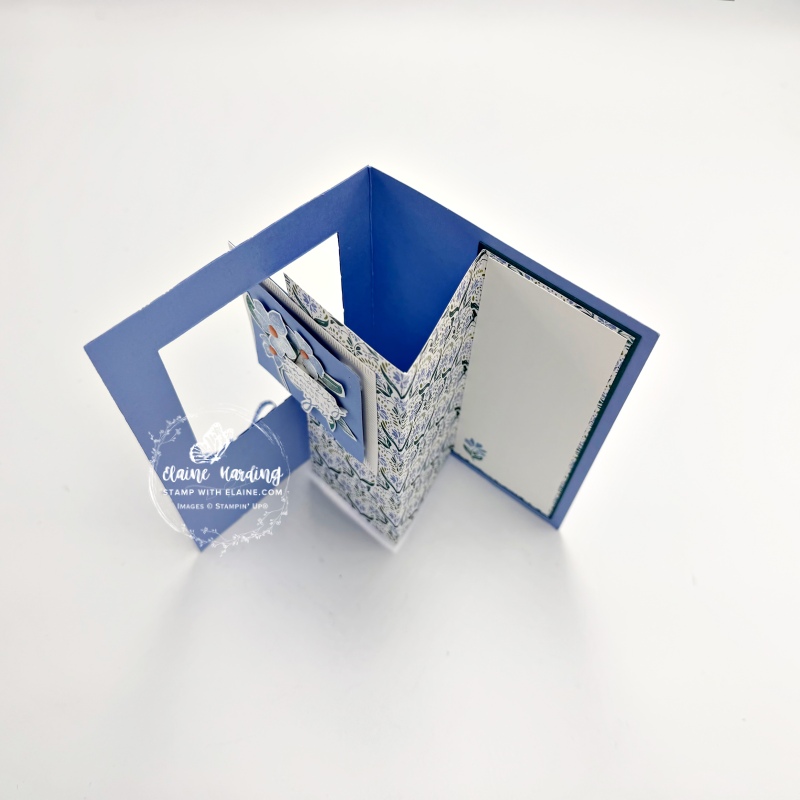 view of fun fold card through window