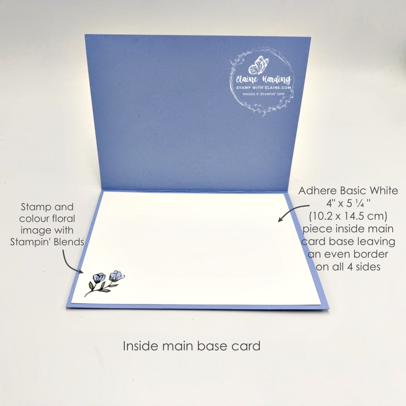 picture instructions of inside of main card Hydrangea Hue double flap card