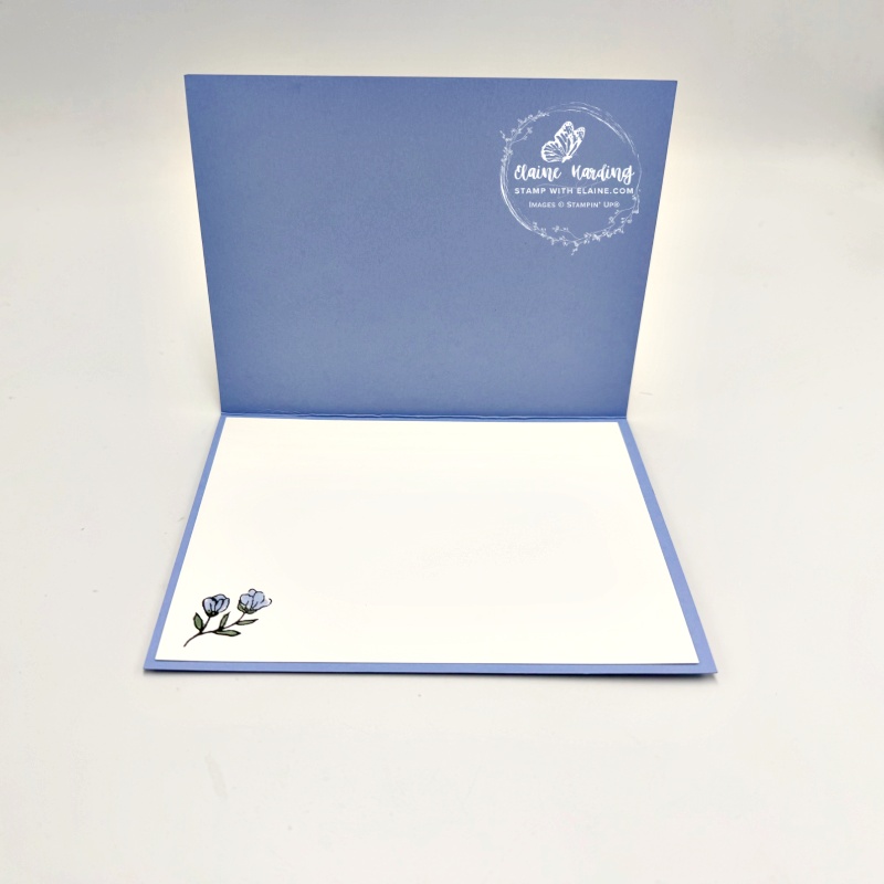 inside main card base of Hydrangea Hue double flap card with Heirloom Boutique