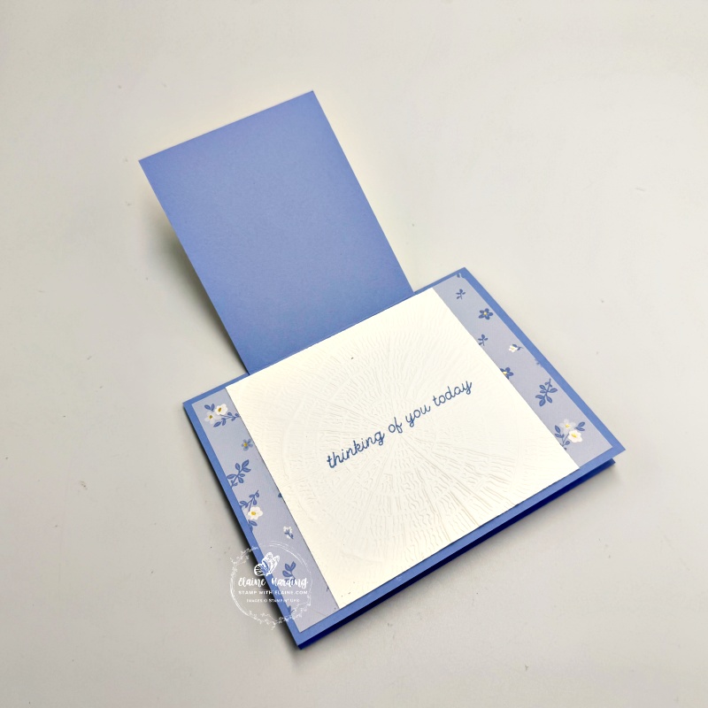 Embossed layer of Hydrangea Hue double flap card with Heirloom Boutique bundle