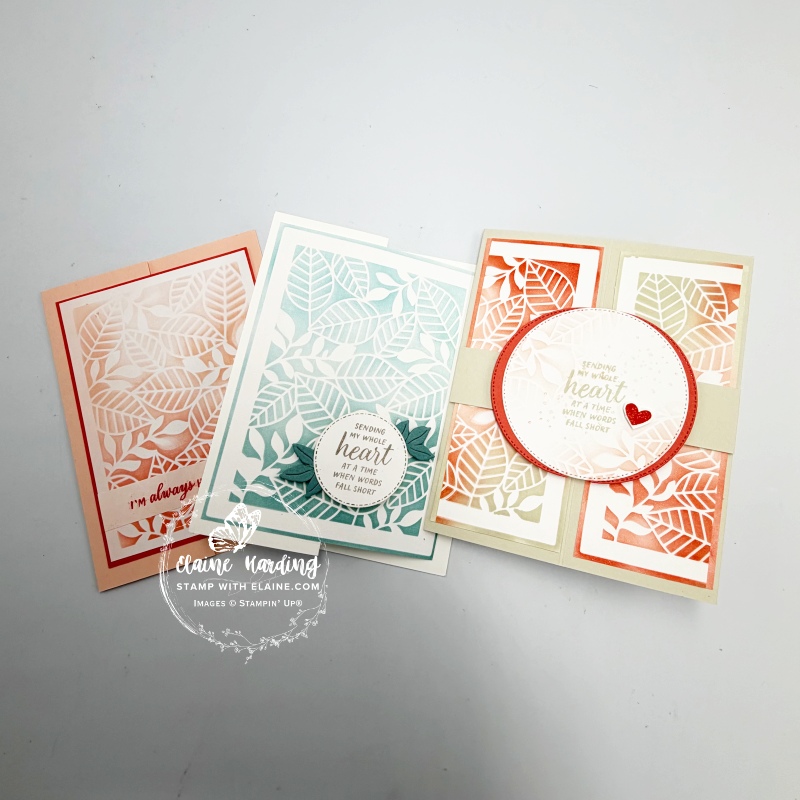 trio of altered stencilled kit design 3 cards