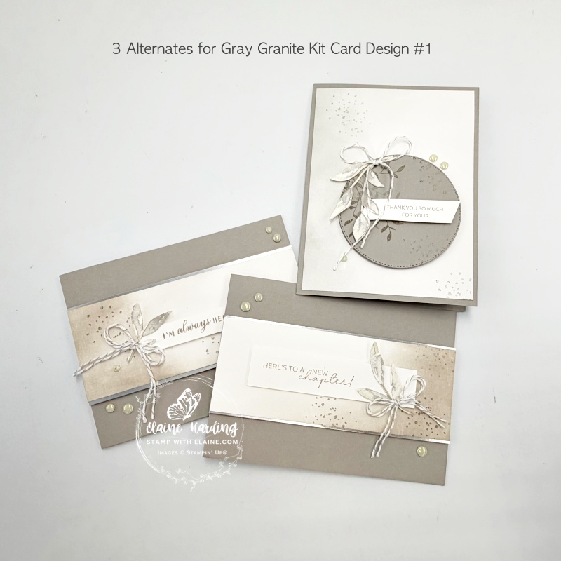 alternate trio of cards of gray granite kit card design 1