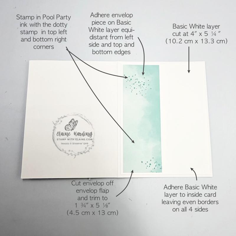 inside envelop card with detailed flora die and sprig of leaves