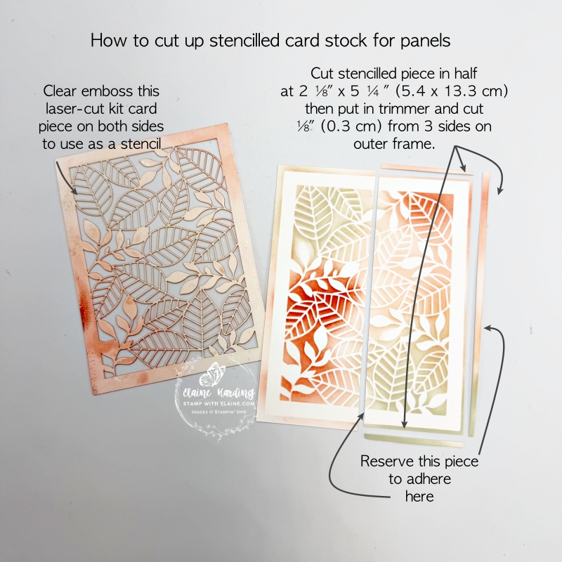 clear embossed stencil and how to cut up stencilled card stock for panels
