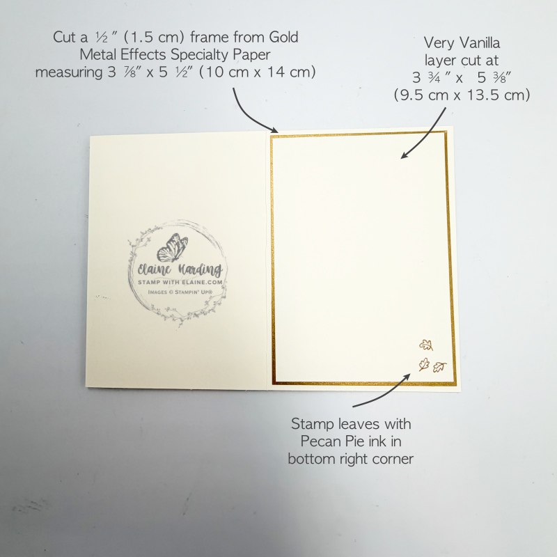 picture instructions for inside card for autumnal card with Luxe Foliage and Fun for Fall card.