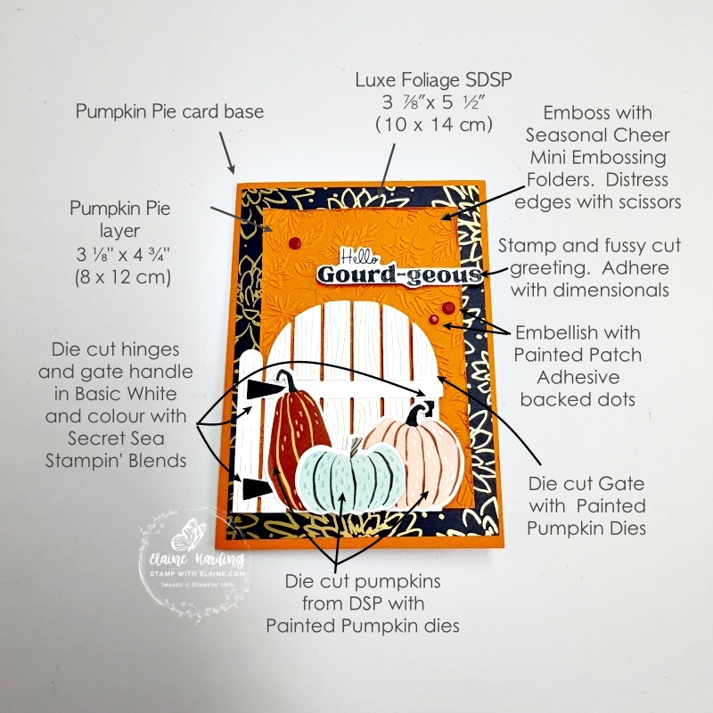 Picture instructions for autumnal ard with Painted Pumpkins bundle