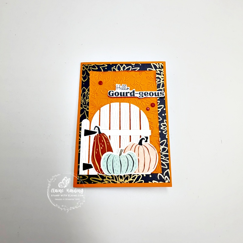 Pumpkin Pie autumnal card with Painted pumpkins bundle and Luxe Foliage DSP