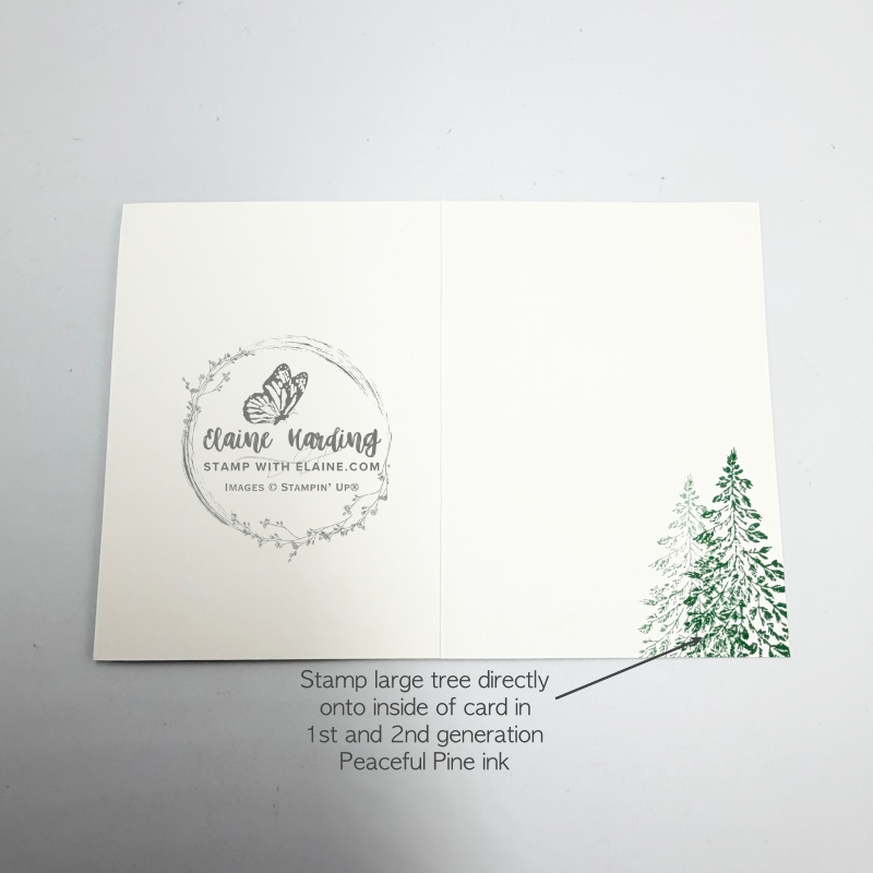 picture instructions for inside of reversed foil Graceful Evergreen Deer card