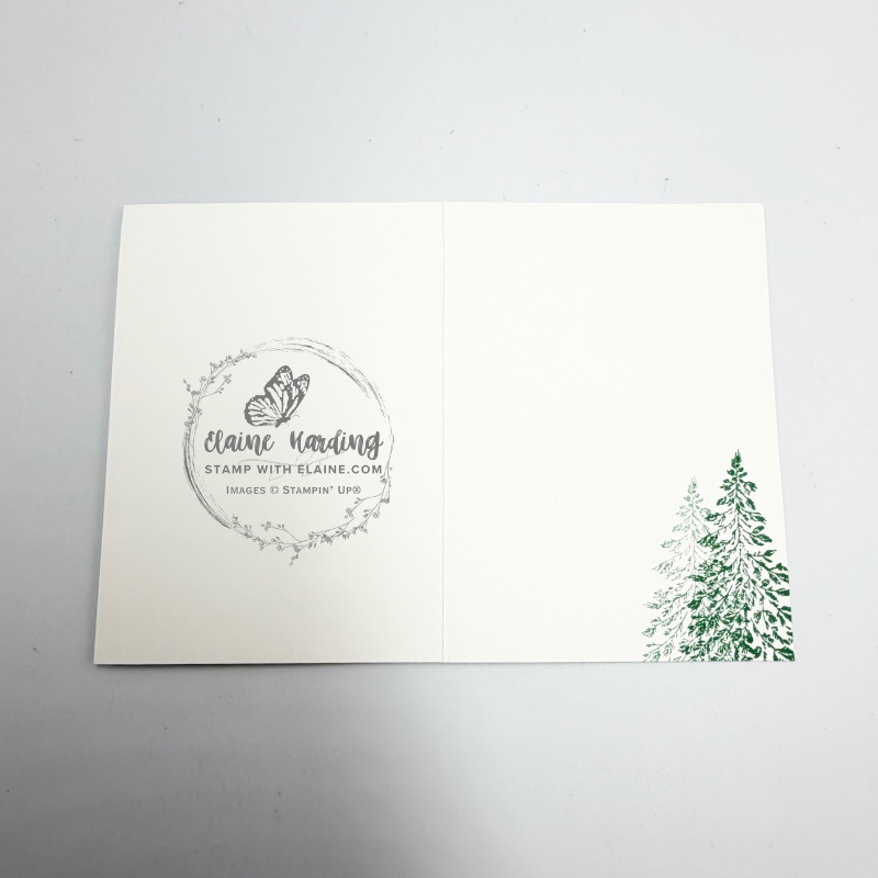 Inside reverse foiled card with Graceful Evergreen Deer bundle