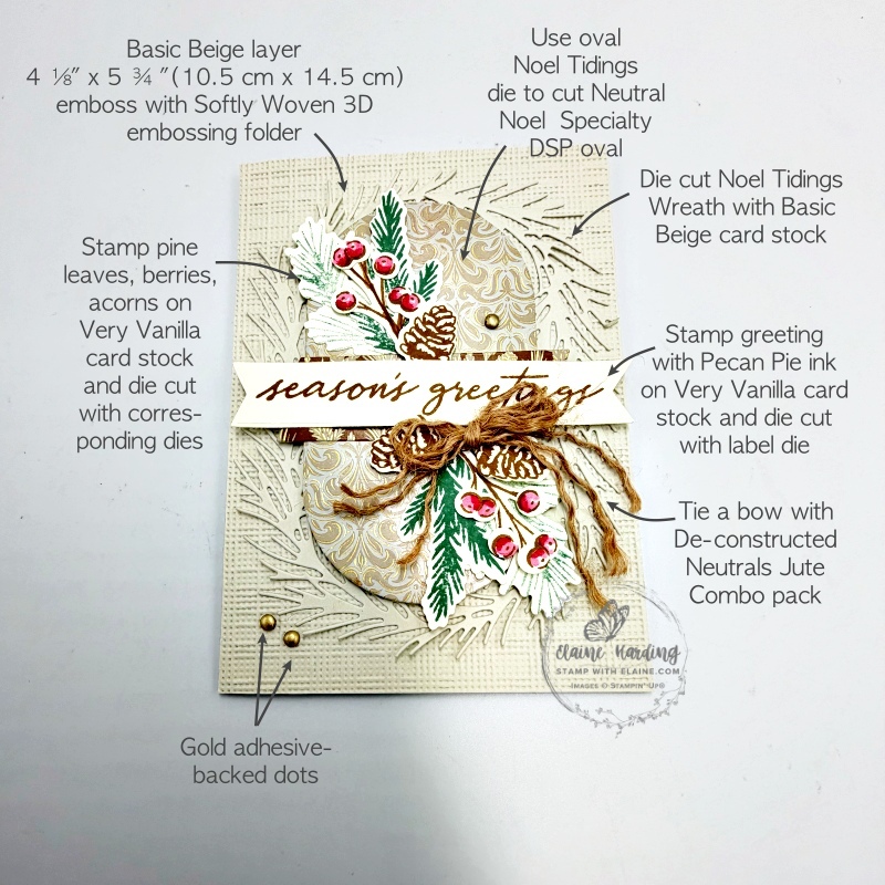 picture instructions of front of christmas card with Noel Tidings