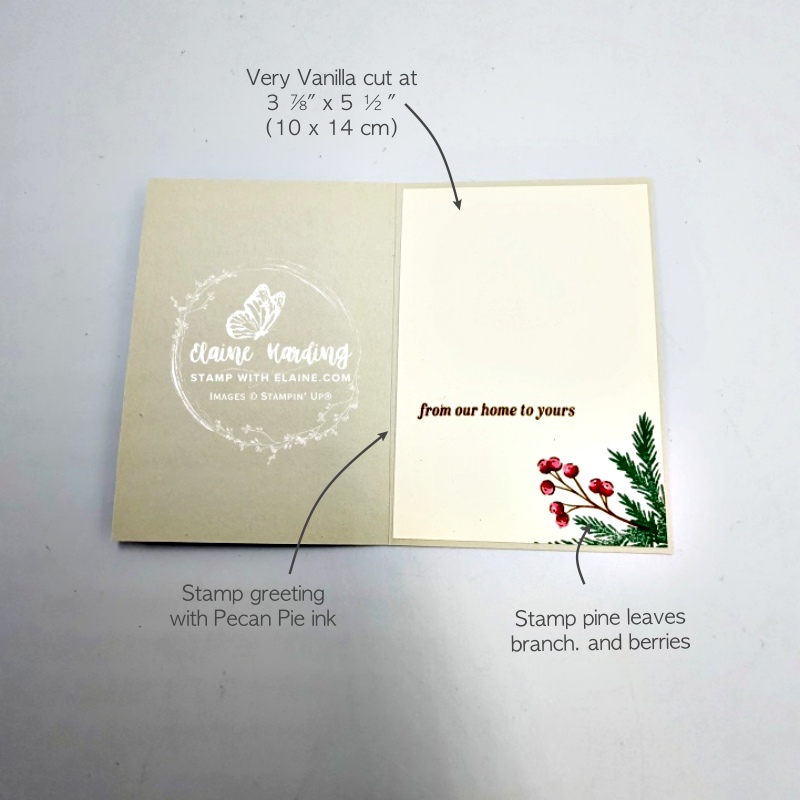 picture instructions of inside of Christmas card with Noel Tidings