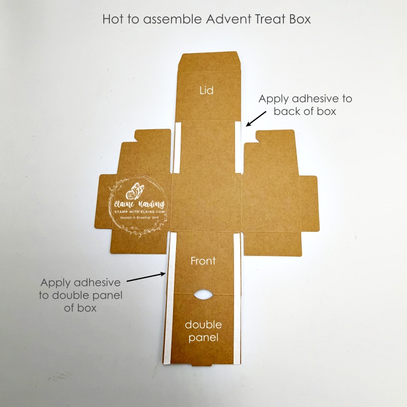 adhesive instructions on advent treat box