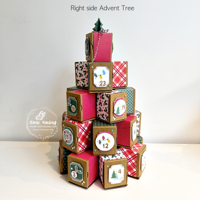right side view of tree advent calendar