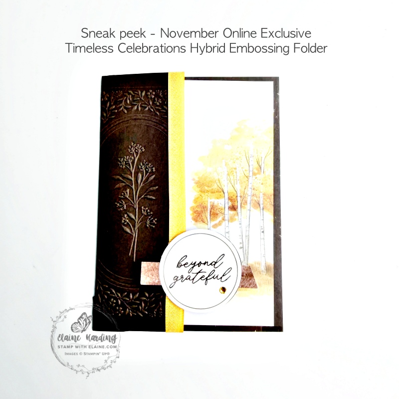 first altered Kit card 1 Aspens of Gratitude with Timeless Celebrations Hybrid embossing folder