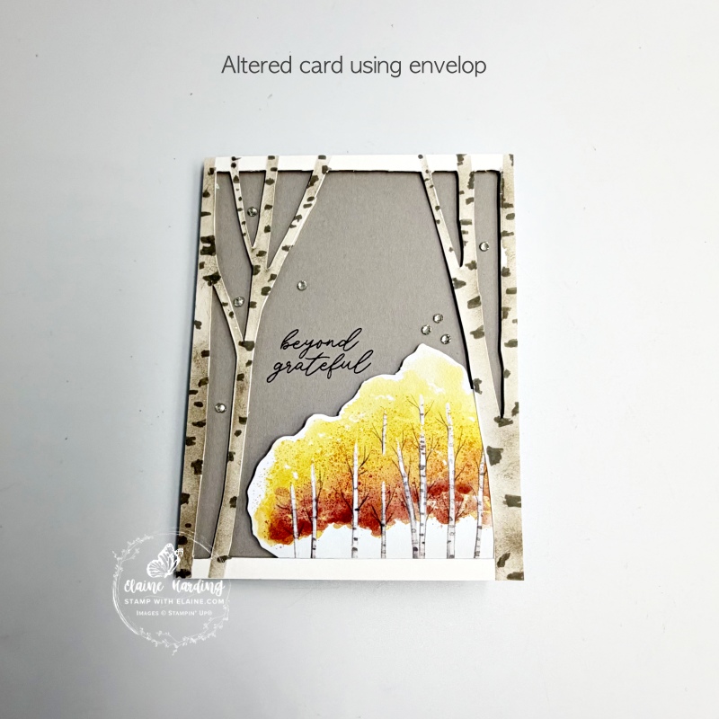 Altered card 3 made with tree frame from Aspens of Gratitude kit card 1