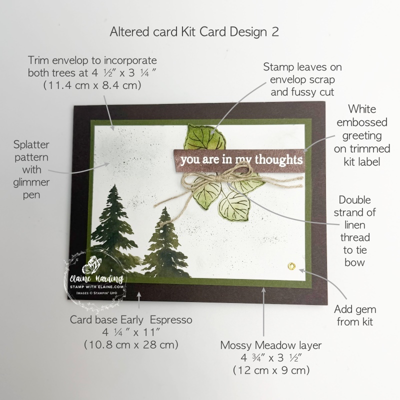 picture instructions of altered kit card design 2 Aspens of Gratitude